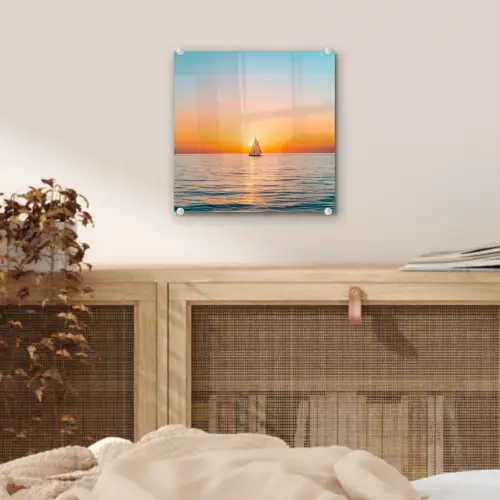 Zee - Zeilboot - Zonsondergang plexiglas 5mm klein -sfeer4