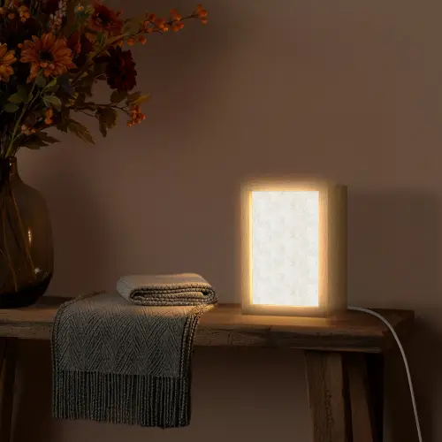 Beige - Marmer - Aders Light Box met kabel (Tafellamp) klein 925 -sfeer4