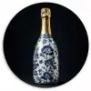 Champagne - Bloemen - Goud - Chique Wandcirkel kunststof plaat 5mm dik klein -3d