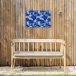 Palmblad - Patroon - Blauw Tuinposter op houten frame 2 cm dik klein 845 -sfeer4