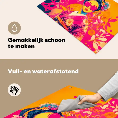 Vrouw - Zonnebril - Abstract - Oranje Inductie beschemer met haakjes klein -ky-schoon-nl