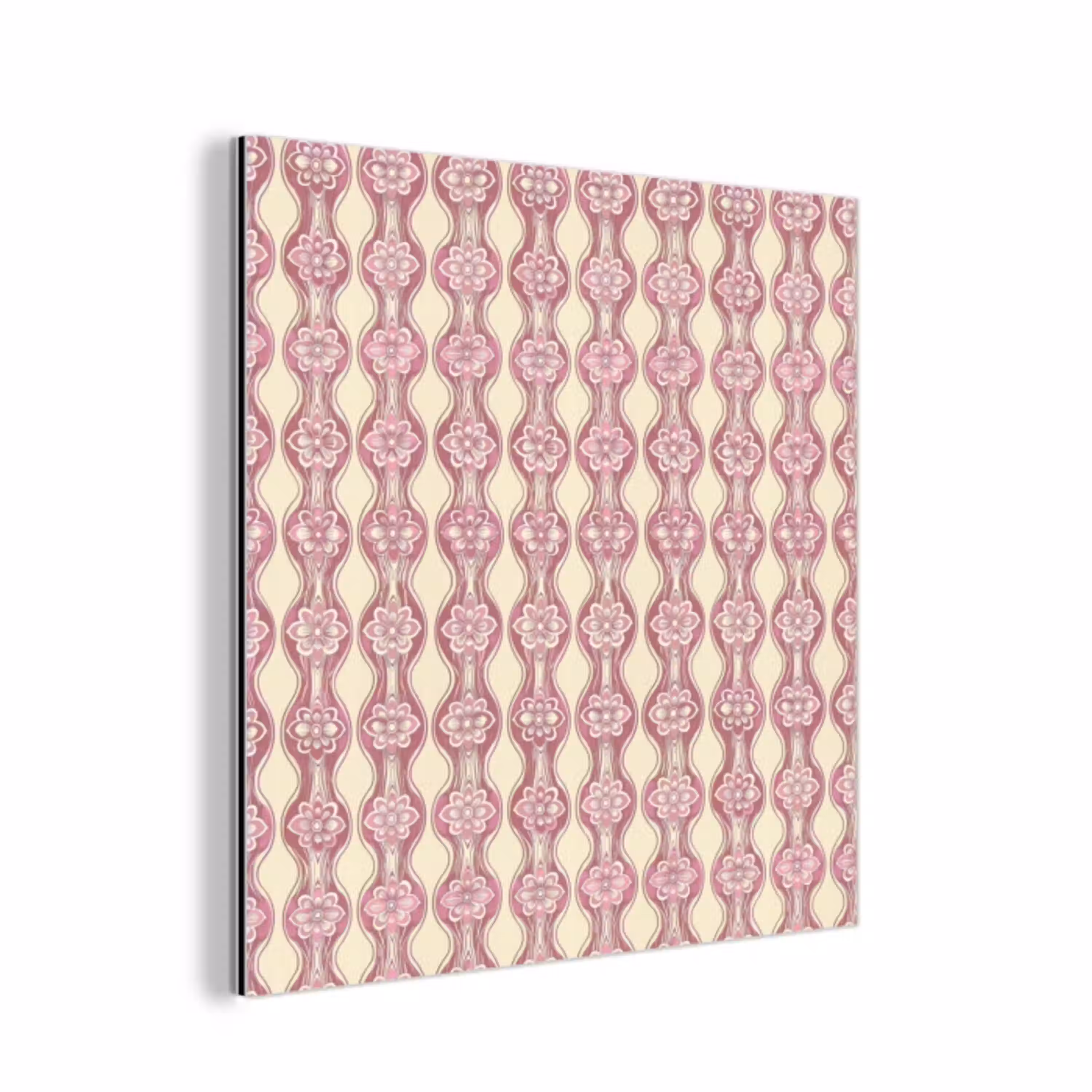 Paarsroze - Bloemen - Retro - Patroon aluminium wit klein 46 -3d