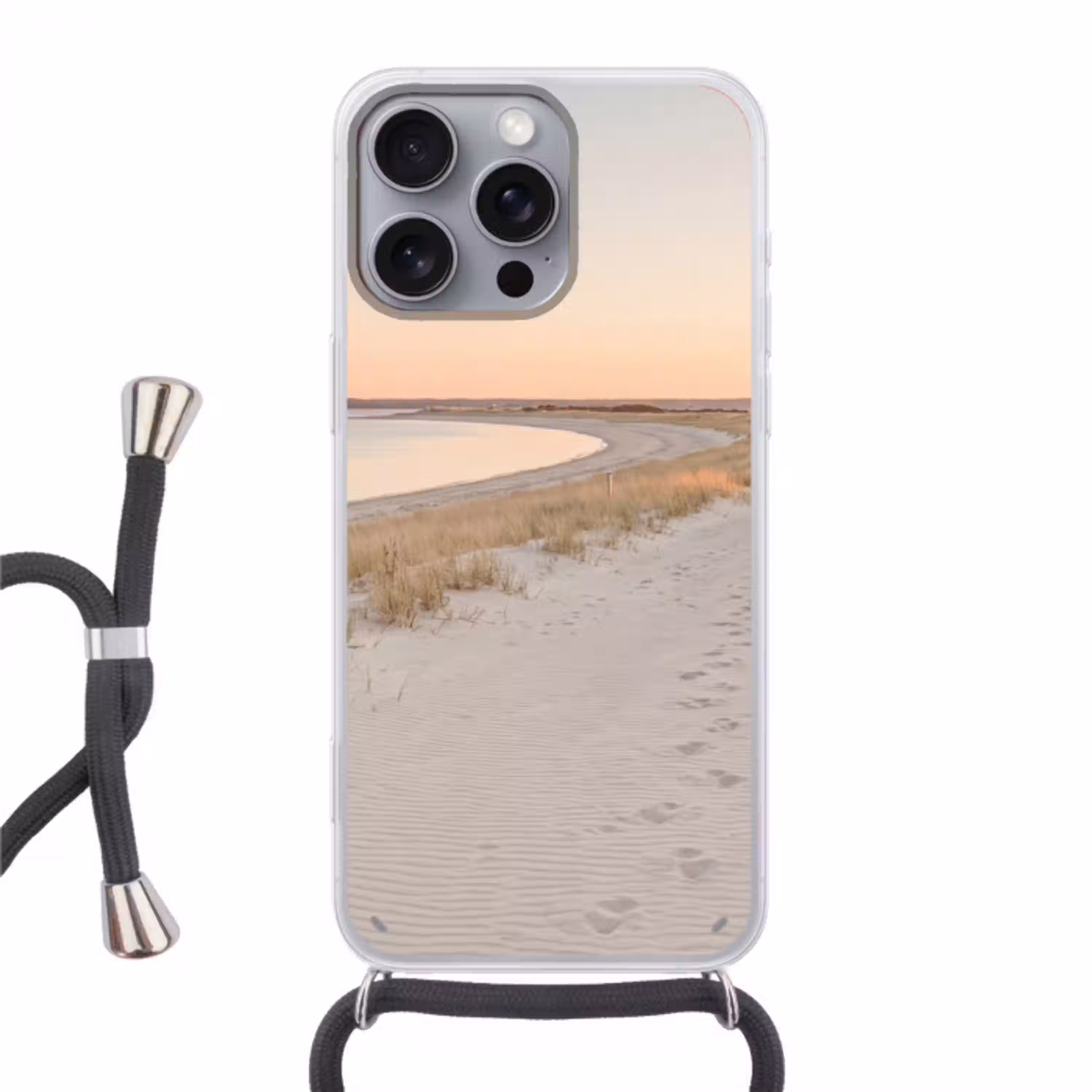 Kustlijn - Horizon - Hek Hoesje iPhone 16 Pro Max met koord klein -3d