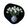 Wit - Bloemen - Tulpen - Vaas Wandcirkel Organisch Plexiglas middel -3d