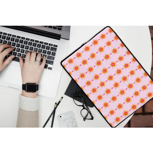 Zon - Motief - Roze laptophoes neopreen klein 279 -bureau