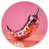 Peper - Disco - Rood - Glitter Wandcirkel plexiglas klein -3d