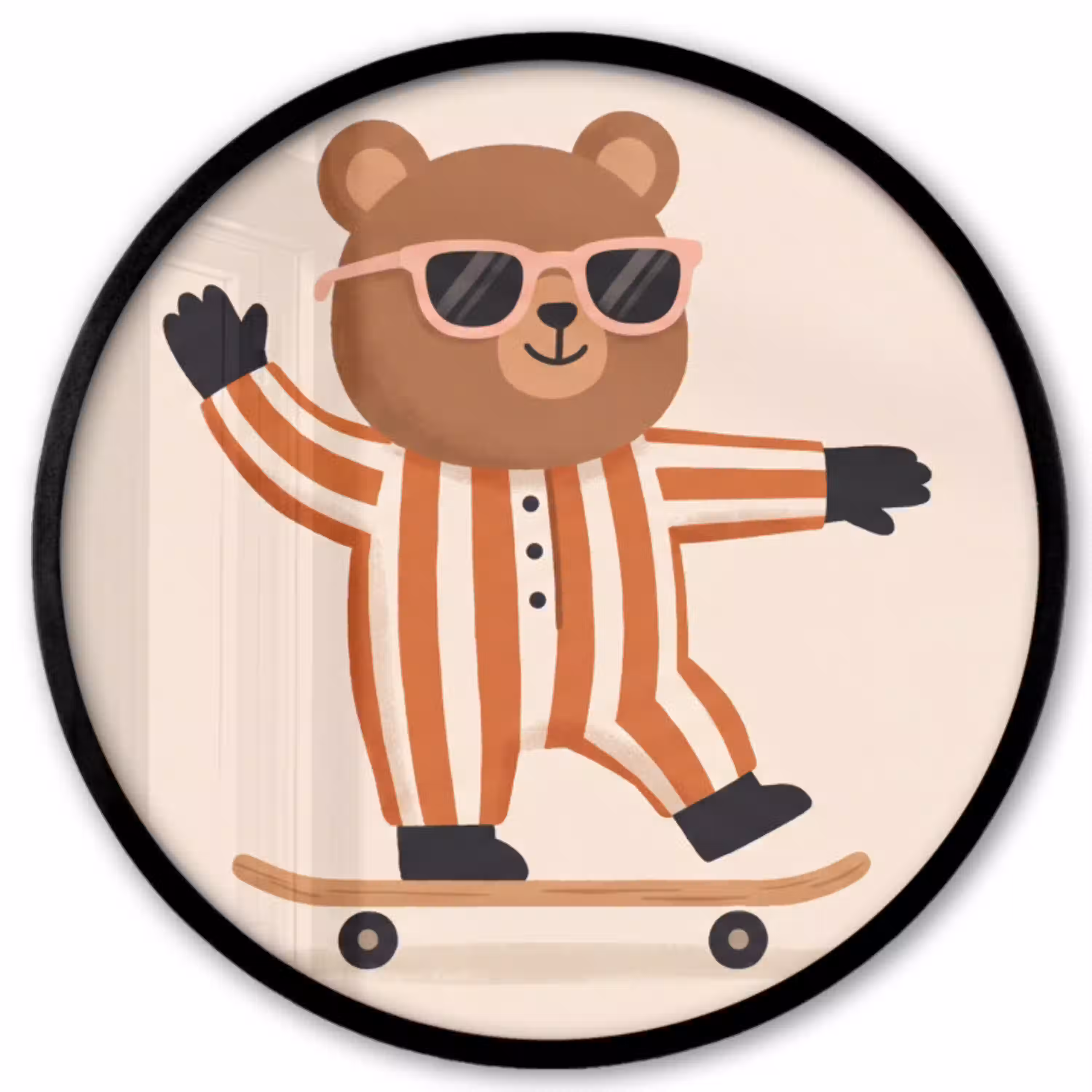 Dieren - Skateboard - Spel - Cartoon - Roze Fotolijst rond zonder passe partout klein -3d