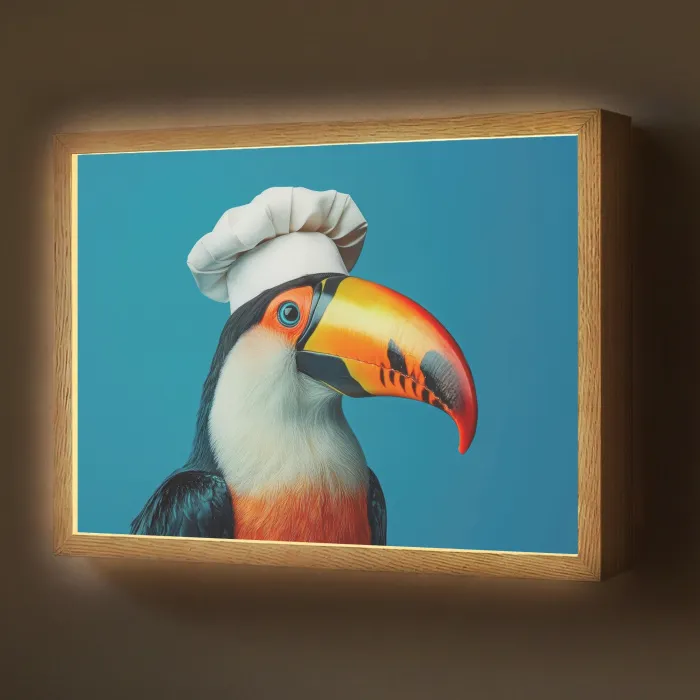Toekan - Papegaai - Vogel - Koksmuts Light Box met batterij (Wandlamp) middel -z3d_website