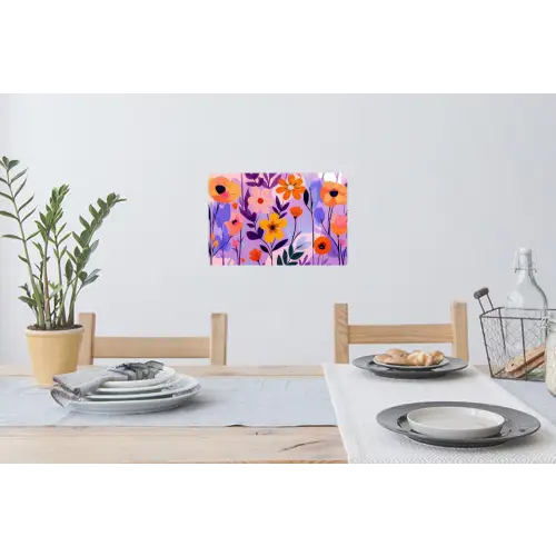 Bloemen - Kleurrijk - Bladeren Muursticker klein -eettafel