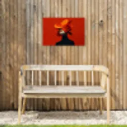 Oranje - Hoed - Vrouw Tuinposter op houten frame 2 cm dik klein -sfeer4