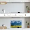 Alpen - Weide - Bergen - Koeien keuken achterwand spatscherm klein -voor_na_NL