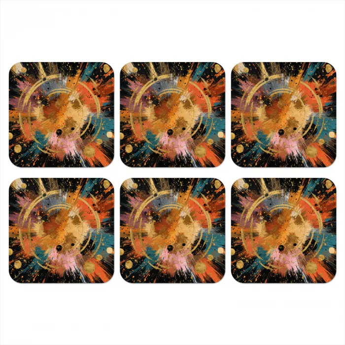 Explosie - Verfstructuur - Goud - Abstract onderzetter kurk middel -3d