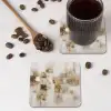 Abstracte vierkanten - Aardetonen - Mistig onderzetter kurk middel -sfeer2