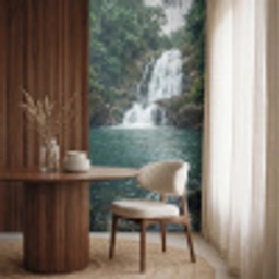 Waterfall - Forest - Nature - Greenkhgyguyg Behang Vlies klein -sfeer1