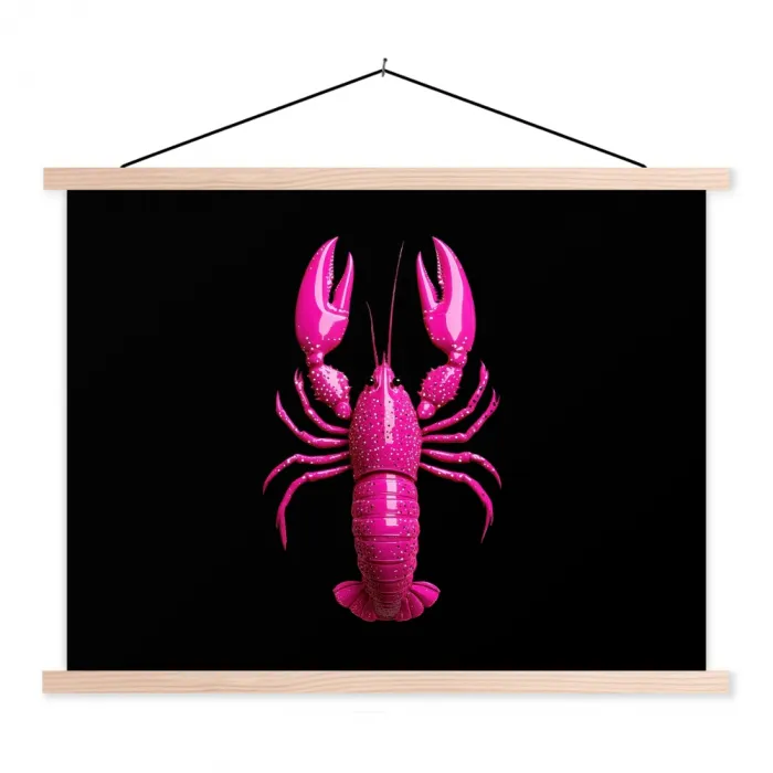 Kreeft - Felroze - Stippen - Opvallend textielposter latten blank klein -3d