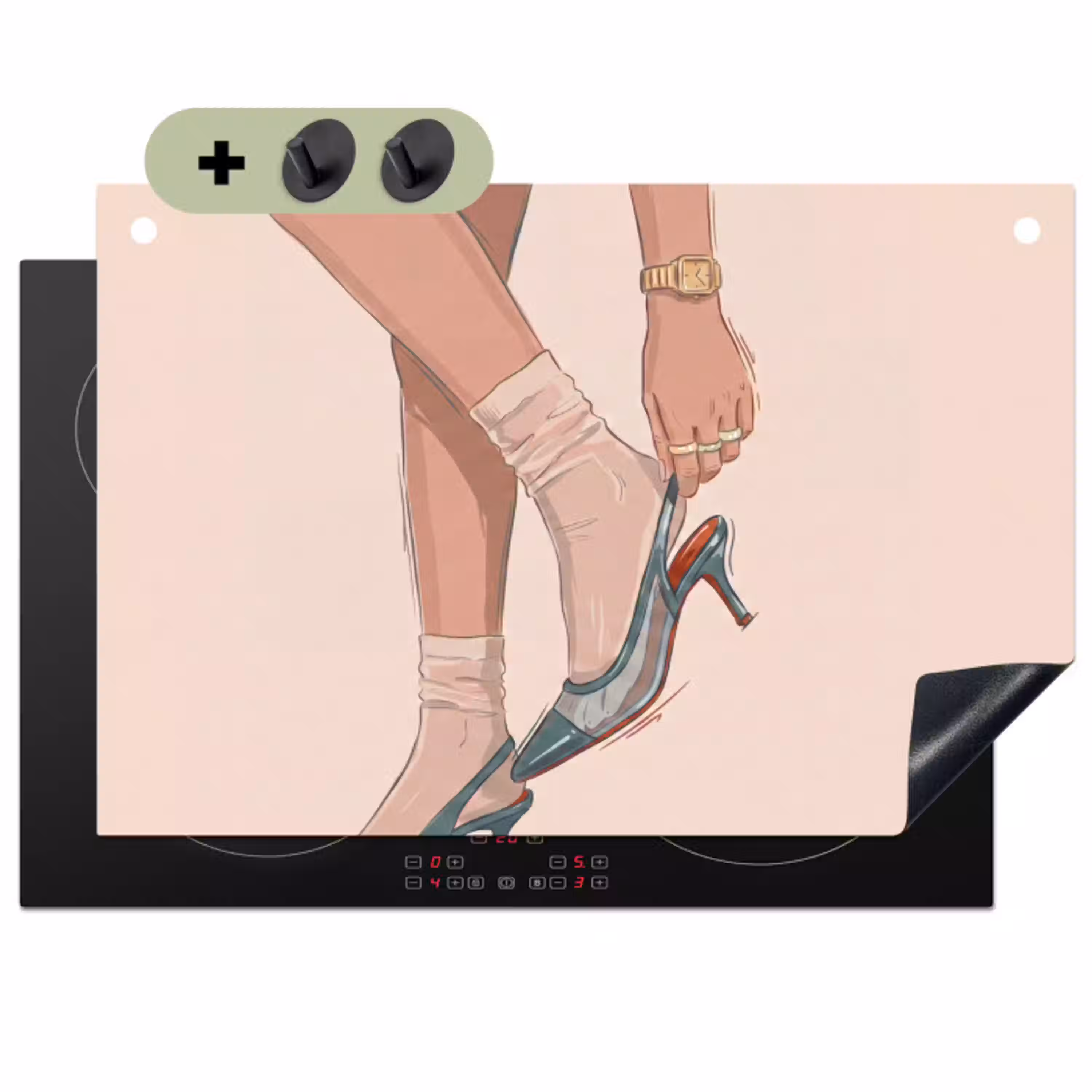 Vrouw - Schoen - Mode - Lifestyle - Groen Inductie beschemer met haakjes klein -3d