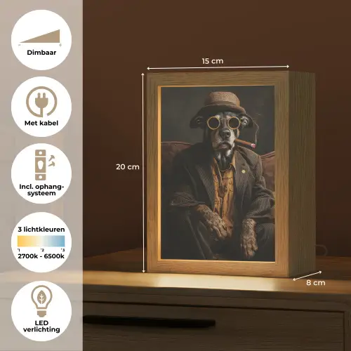 Hond - Sigaar - Hoed - Pak Light Box met kabel (Tafellamp) klein -USP_NL