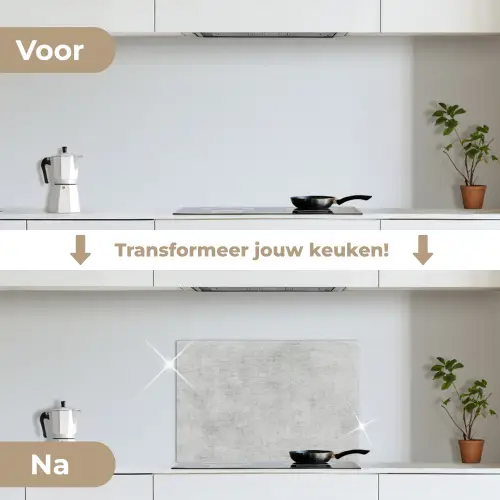 Verweerde Grijze Canvas keuken achterwand spatscherm klein -voor_na_NL