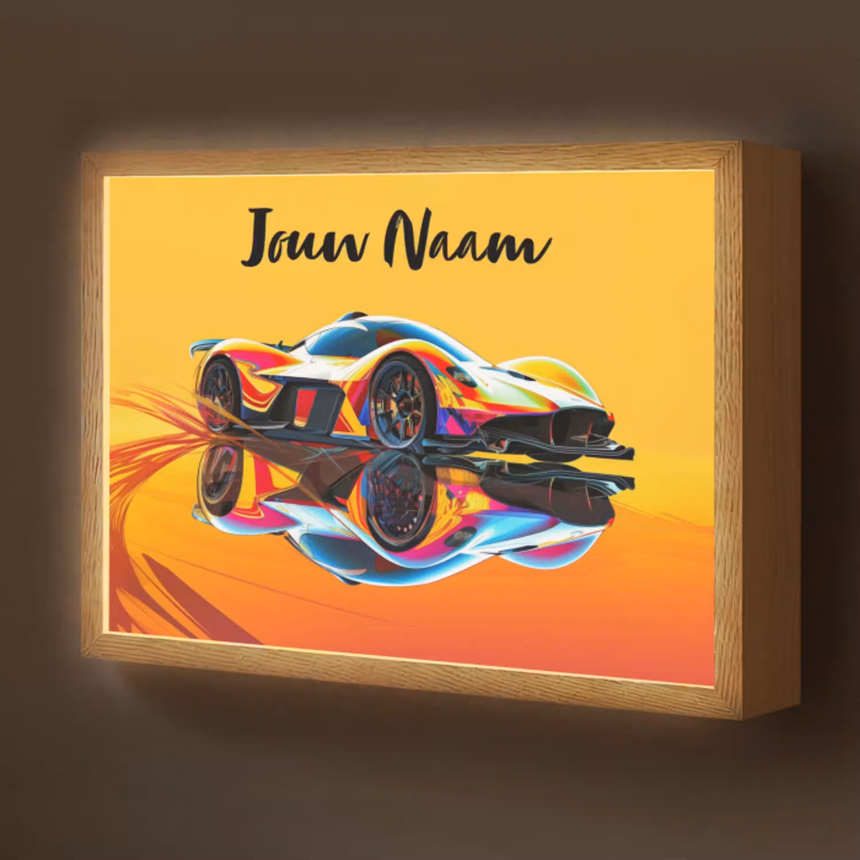 Auto - Race  - F1 - Jongens - Geel - Rood Light Box met batterij (Wandlamp kind) middel -z3d_website