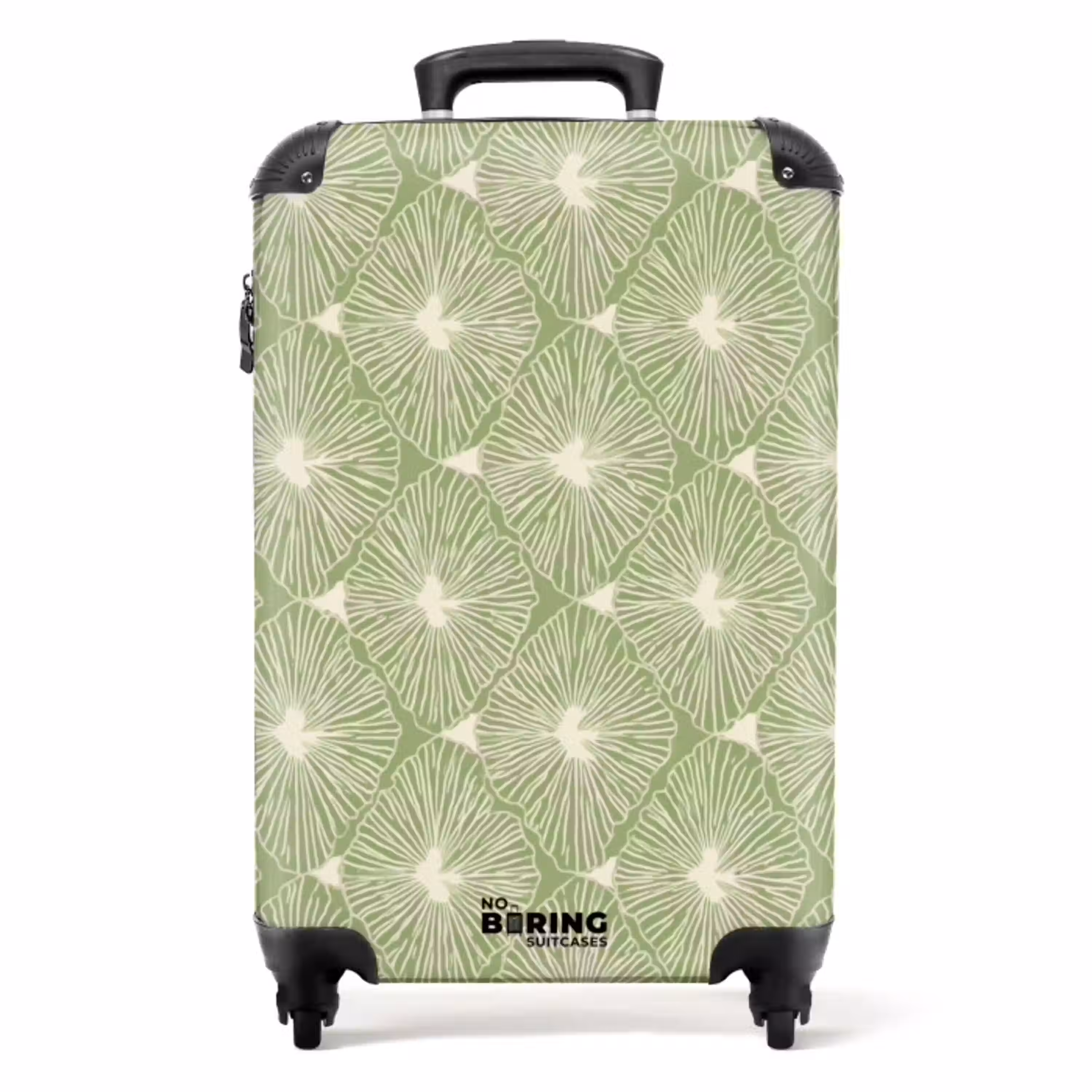 Saliegroen - Botanisch - Ruiten - Organisch - Patroon NBS - Handbagage koffer - Volwassenen Unisex middel -productfoto_recht