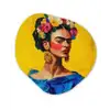 Frida Kahlo - Vrouw - Geel - Blauw - Bloemen Wandcirkel Organisch Forex 3mm klein -3d