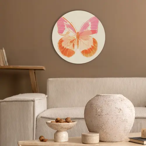 Oranje - Vlinder - Minimalistisch Akoestische PET Vilt - Rond klein -sfeer1