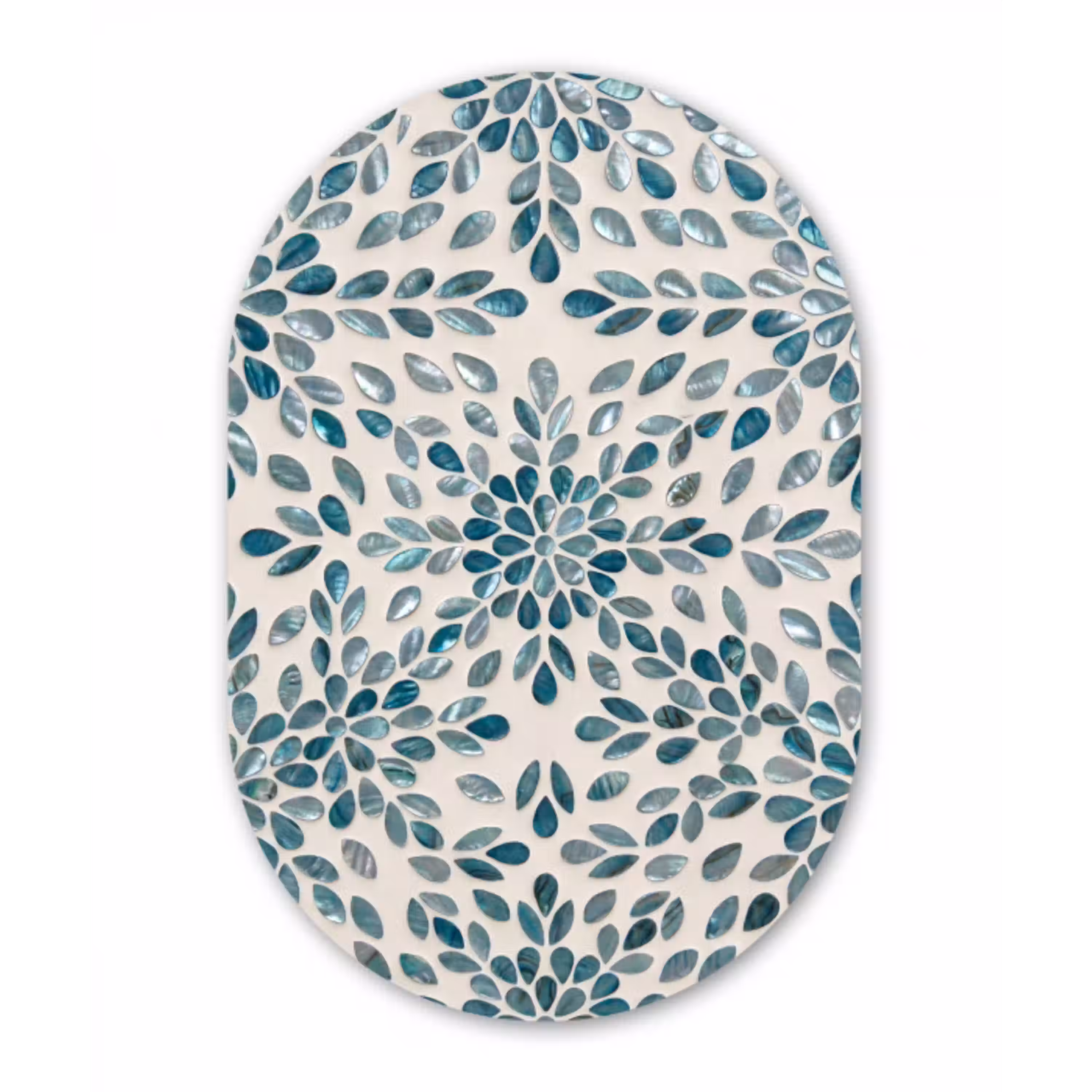 Patroon - Bladeren - Abstract - Modern - Turquoise Wandcirkel Ovaal Forex klein -3d