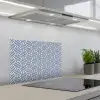 Crème - Blauw - Strepen - Patroon keuken achterwand spatscherm klein 900 -3d_schuin