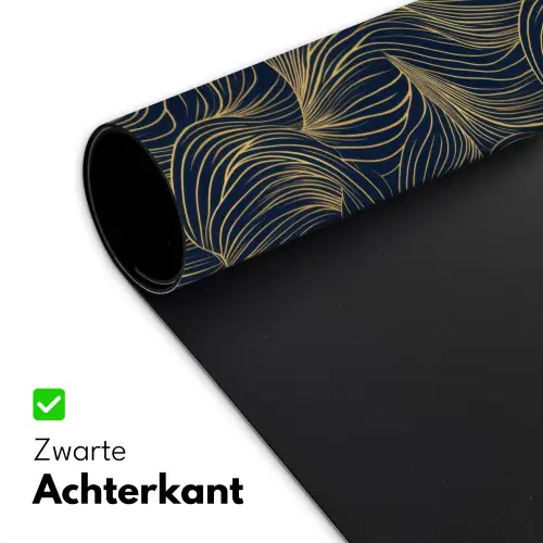 Abstract - Lijnen - Blauw - Goud Muismat XXL klein 681 -sfeer2