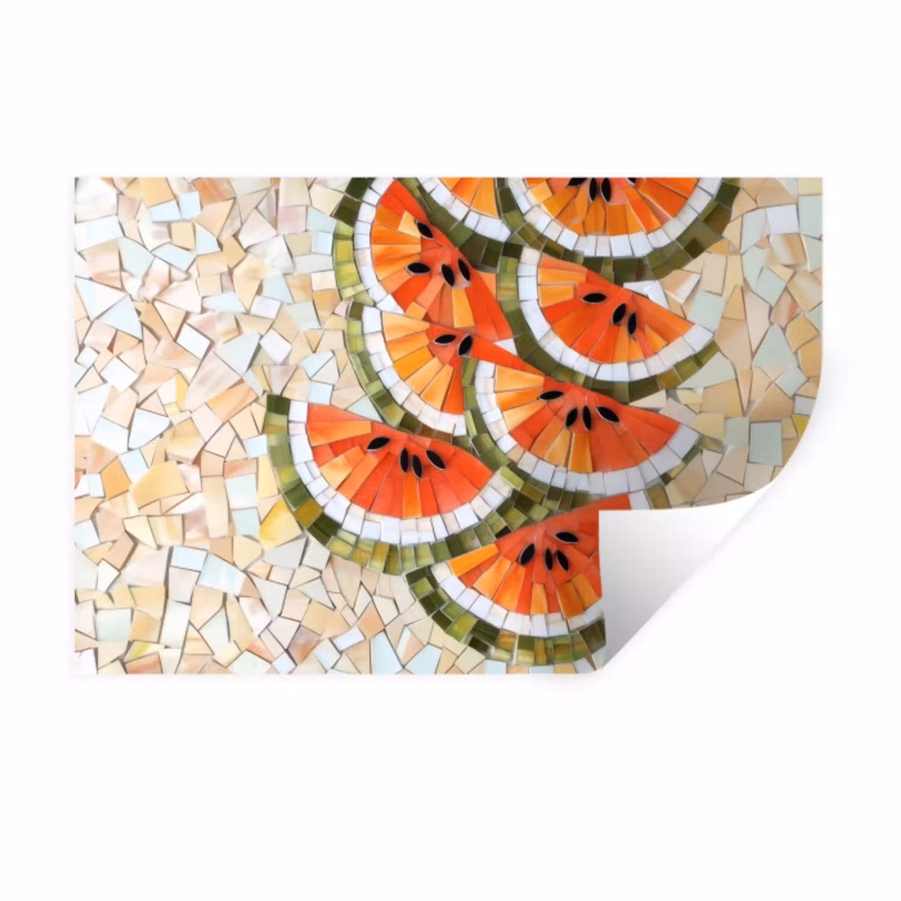 Mozaïek - Watermeloen - Rood - Pitten Muursticker klein -3d