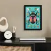 Kever - Bloemmotieven - Turquoise - Bladeren fotolijst zwart zonder passe partout klein -sfeer1