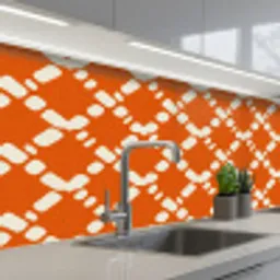 Oranje - Ruitpatroon - Wit keuken achterwand 2 middel 871 -3d_schuin
