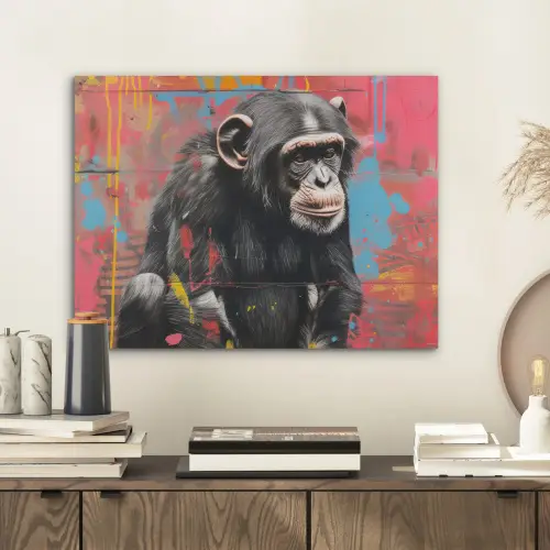 Graffiti - Chimpansee - Dieren - Street art - Banksy PET vilt klein -sfeer1