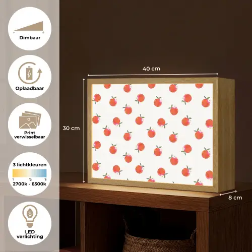 Oranje - Sinaasappel - Bloemetje Light Box met batterij (Wandlamp) middel 907 -USP_websiteoverzichtNL