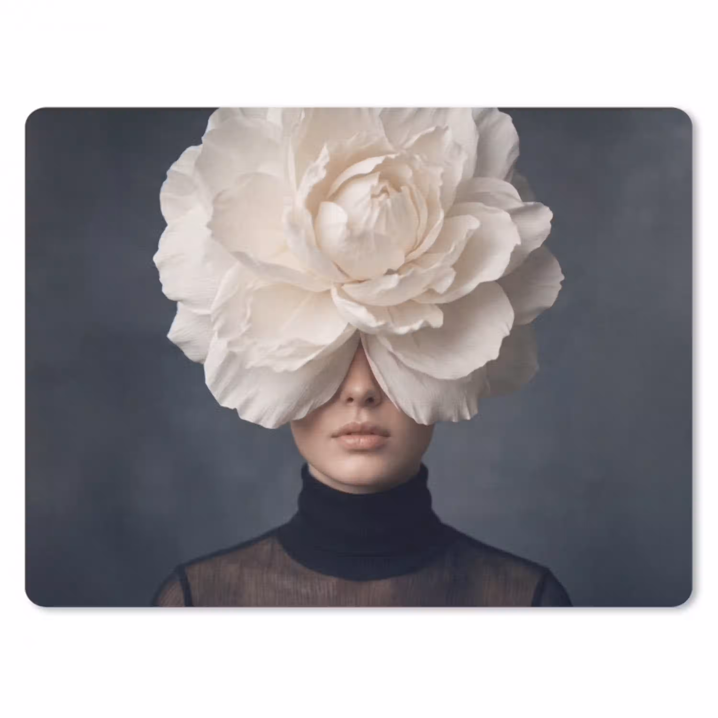 Portret - Mysterieus - Wit muismat rubber klein -3d