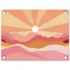 Bergen - Abstract - Zonnestralen - Roze tuinposter los doek klein -3d
