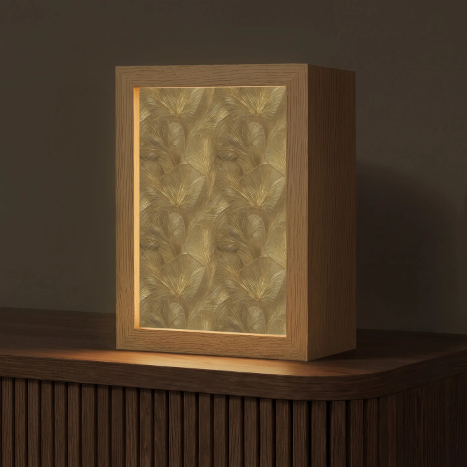 Organisch - Lijnen - Goud Light Box met kabel (Tafellamp) klein 925 -z3d_website