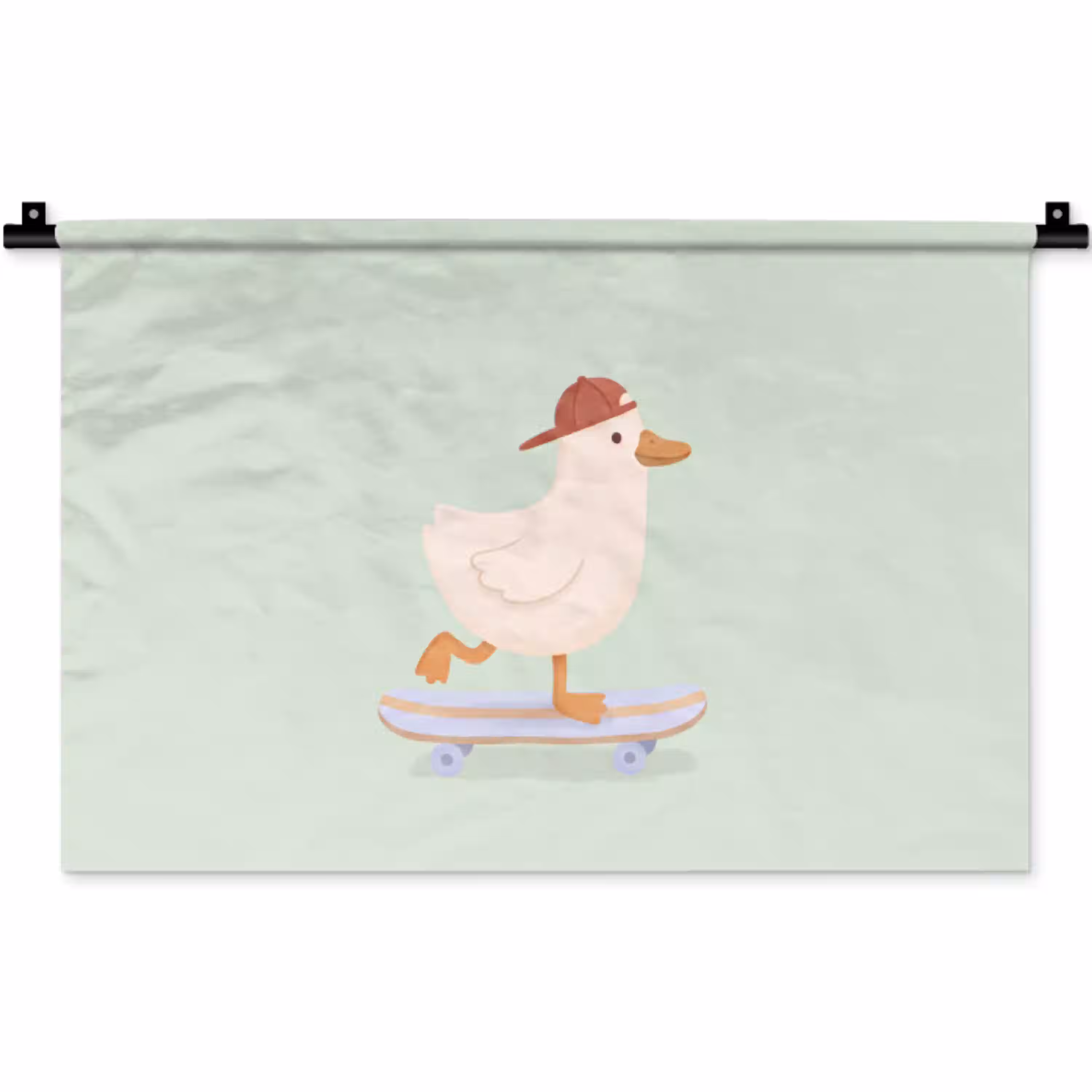 Vogel - Skateboard - Dieren - Cartoon - Speels Wandkleed katoen klein -zz3d