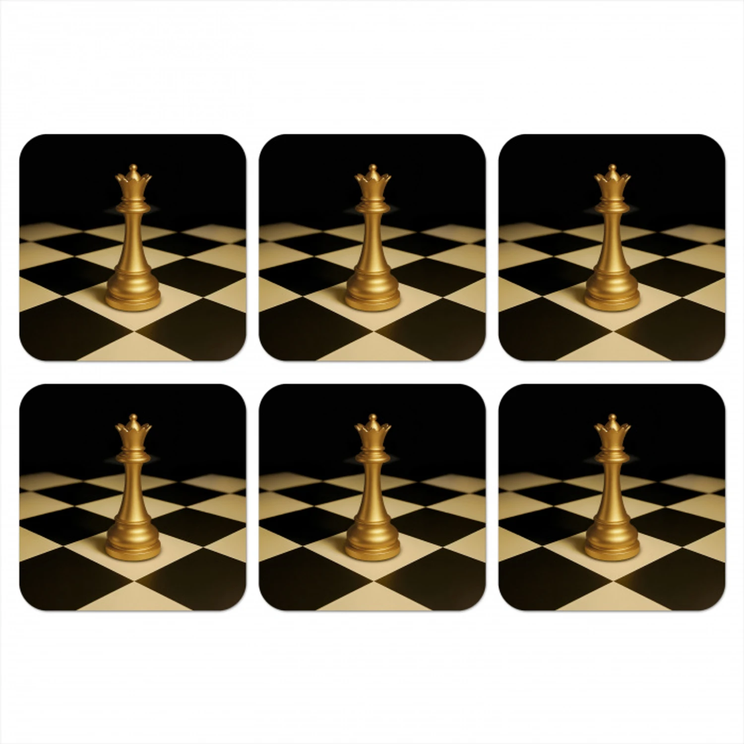 Koningin - Schaakstuk - Geblokt - Goud onderzetter kurk middel -3d