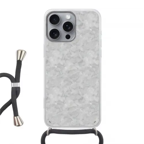 Grijs - Marmer - Mat Hoesje iPhone 16 Pro Max met koord klein 804 -3d