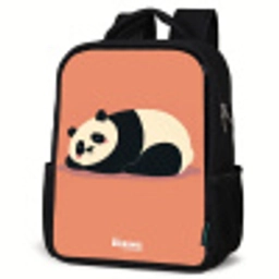 Panda - Slapen - Oranje Rugzak - Zwart middel -schuin