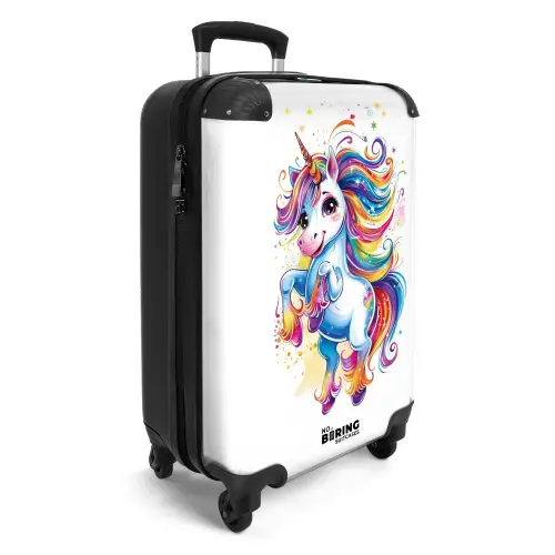 Steigerende Eenhoorn met Regenboogmanen Koffer - NBS - Handbagage middel -productfoto_3d
