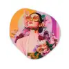 Portret - Vrouw - Abstract - Bloemen Wandcirkel Organisch Forex 3mm klein -3d