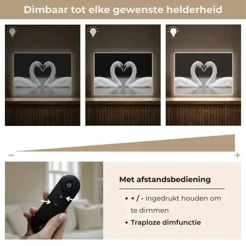 Zwanen - Hart - Zwart - Wit Light Box met batterij (Wandlamp) middel -USP_dimbaarNL