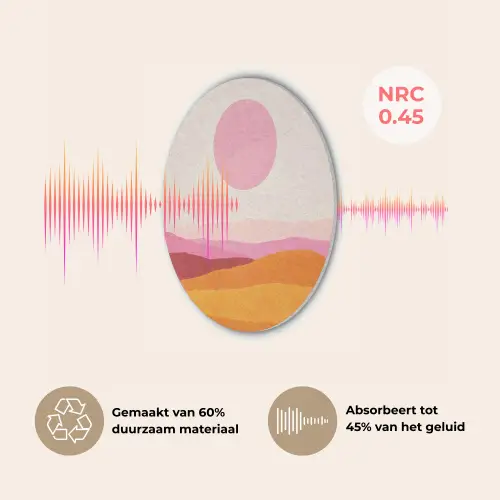 Heuvels - Oranje - Zon - Abstract Akoestische PET Vilt - Rond klein -USP_NL