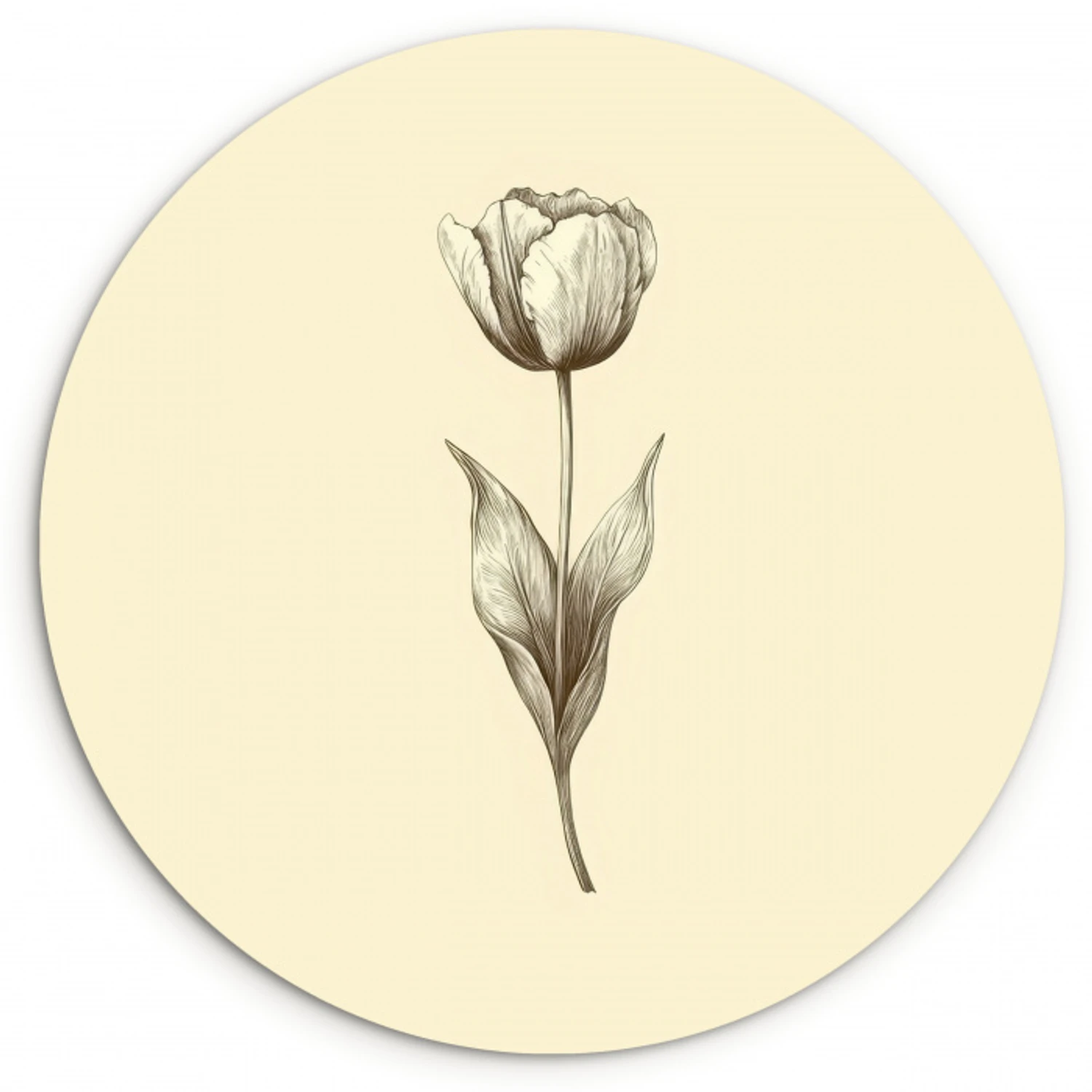 Illustratie - Tulp - Zwart Wandcirkel kunststof plaat 5mm dik klein -3d