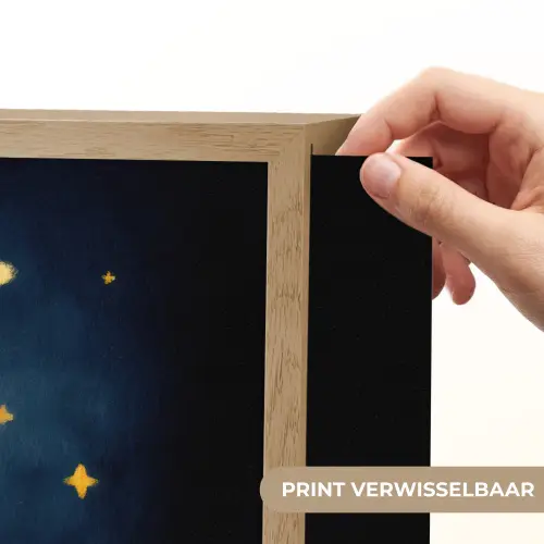 Maan - Geel - Sterren - Gezichtje Light Box met batterij (Wandlamp kind) middel -USP_websiteprintNL