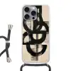 Cirkels - Lijnen - Vormen - Zwart Hoesje iPhone 16 Pro Max met koord klein -3d