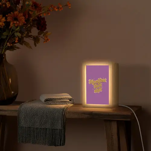 Manifest that shit - Paars - Glitter Light Box met kabel (Tafellamp) klein -sfeer4