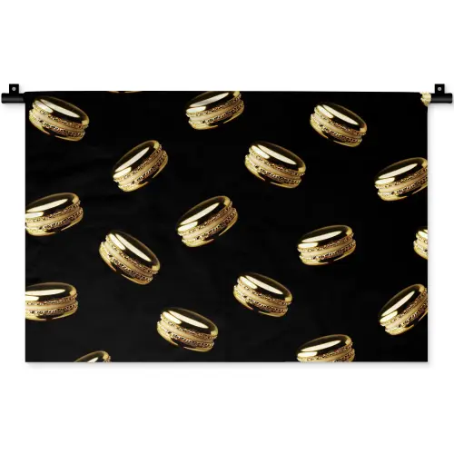 Macarons - Patroon - Goud - Zwart Wandkleed katoen klein -zz3d